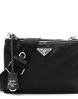 Re-Nylon Saffiano Re-Edition 2000 Double Zip Crossbody Bag Black