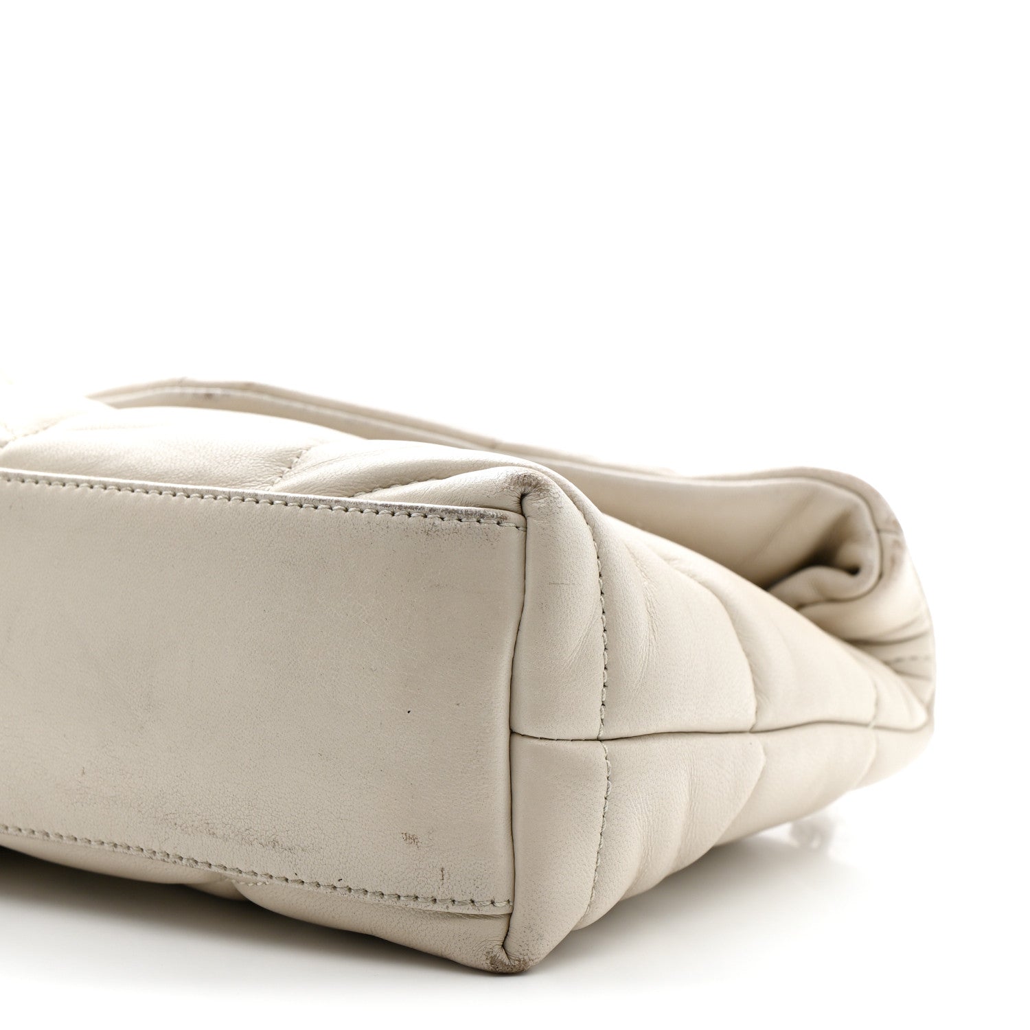 Lambskin Quilted Toy Loulou Puffer Monogram Chain Satchel Crema Soft