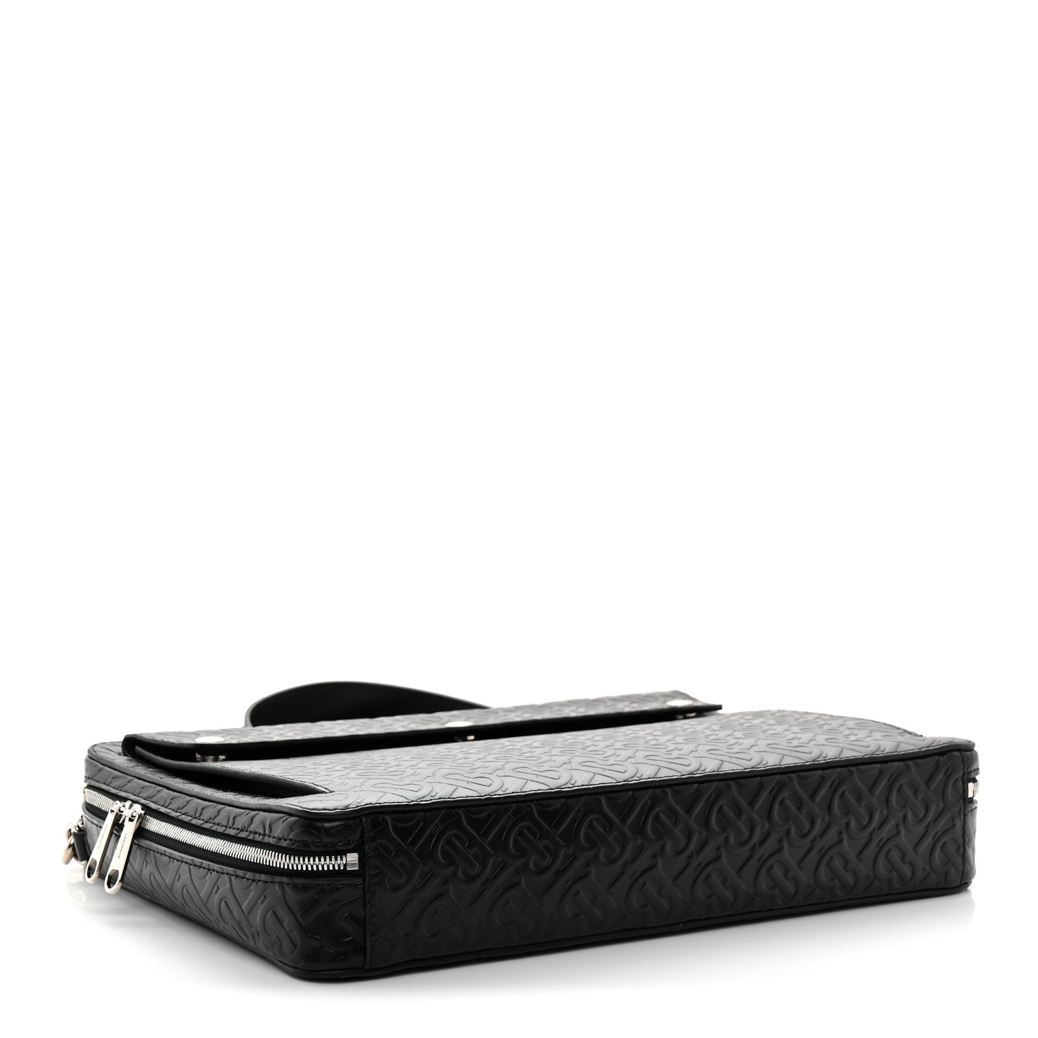 Calfskin Embossed TB Triple Stud Briefcase Black