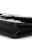 Lambskin Quilted Flap Phone Holder With Chain Black