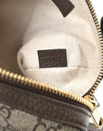GG Supreme Monogram Textured Dollar Calfskin Web Super Mini Ophidia Top Handle Bowler Bag Beige Ebony New Acero
