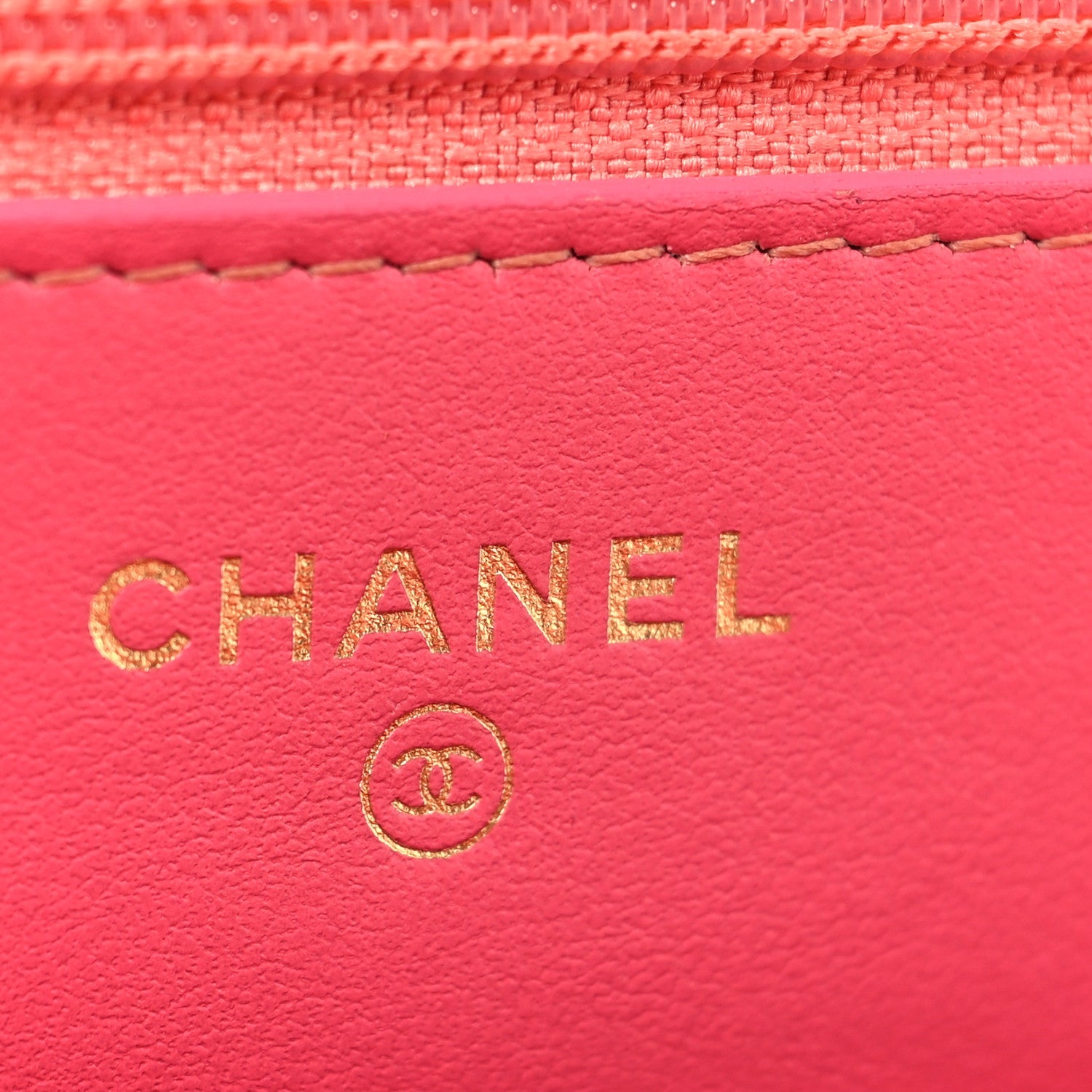 Wool Tweed Lambskin Quilted CHNL 19 Wallet On Chain WOC Coral Pink