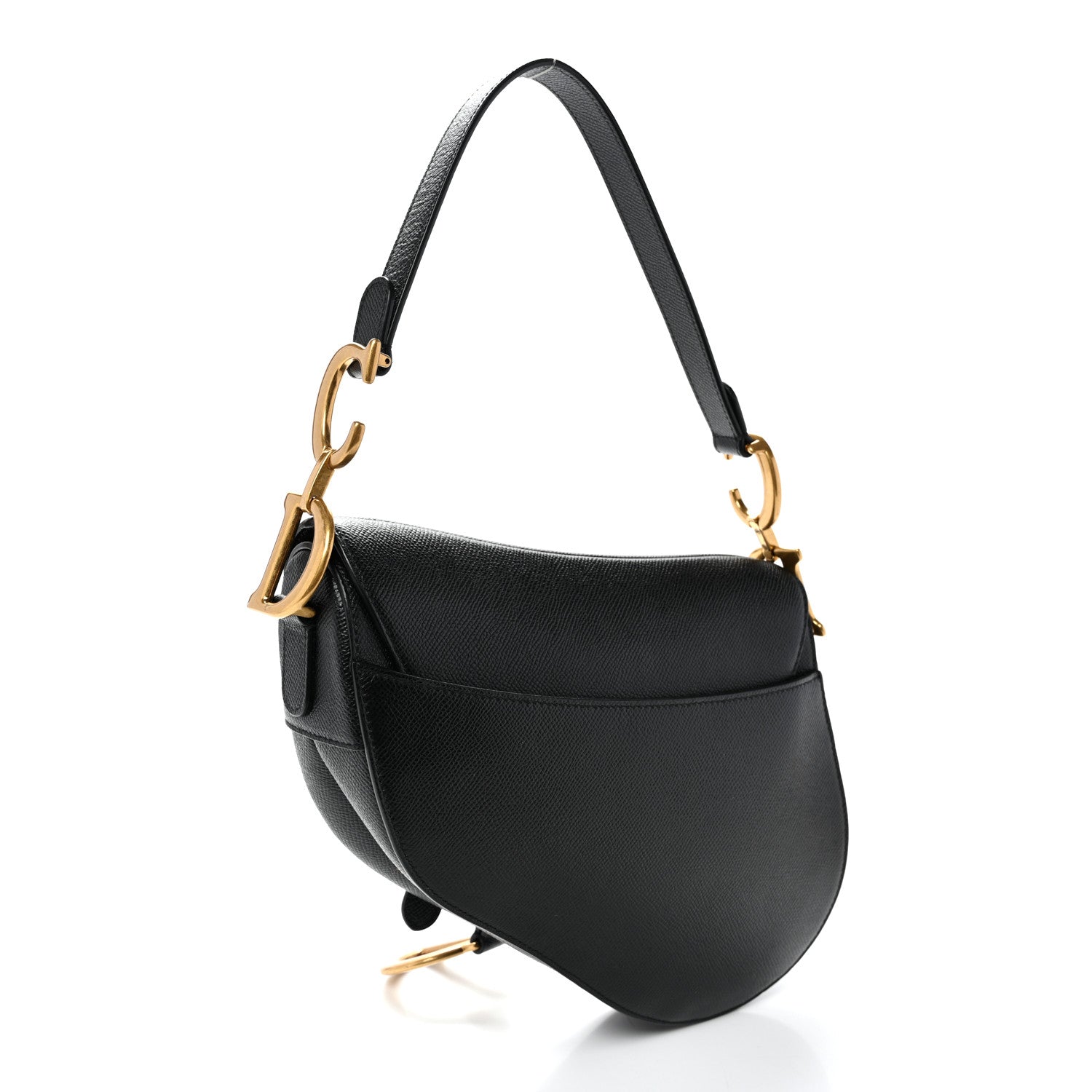 Grained Calfskin Saddle Bag Black