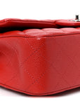 Caviar Quilted Medium Double Flap Red