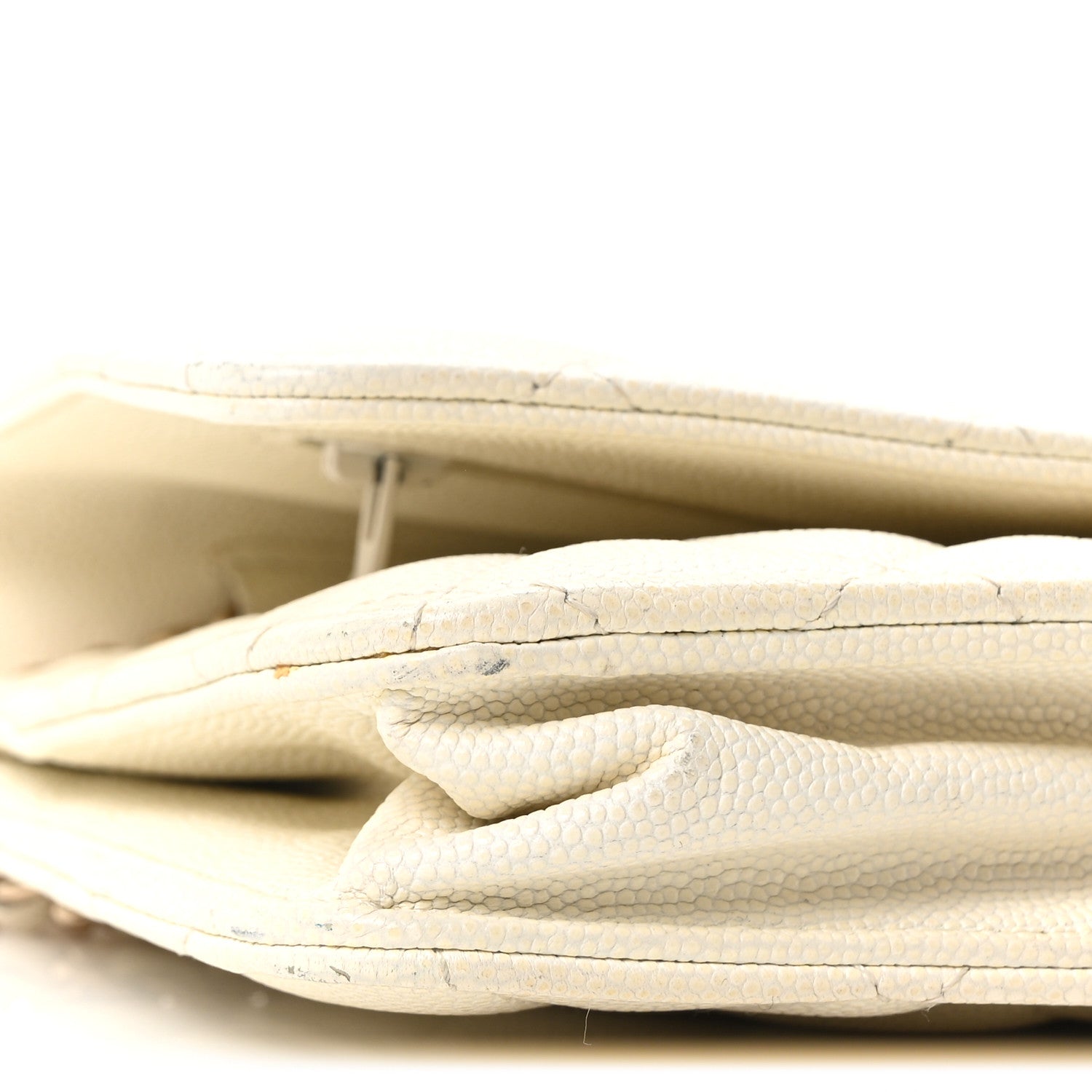 Caviar Quilted Wallet On Chain WOC White