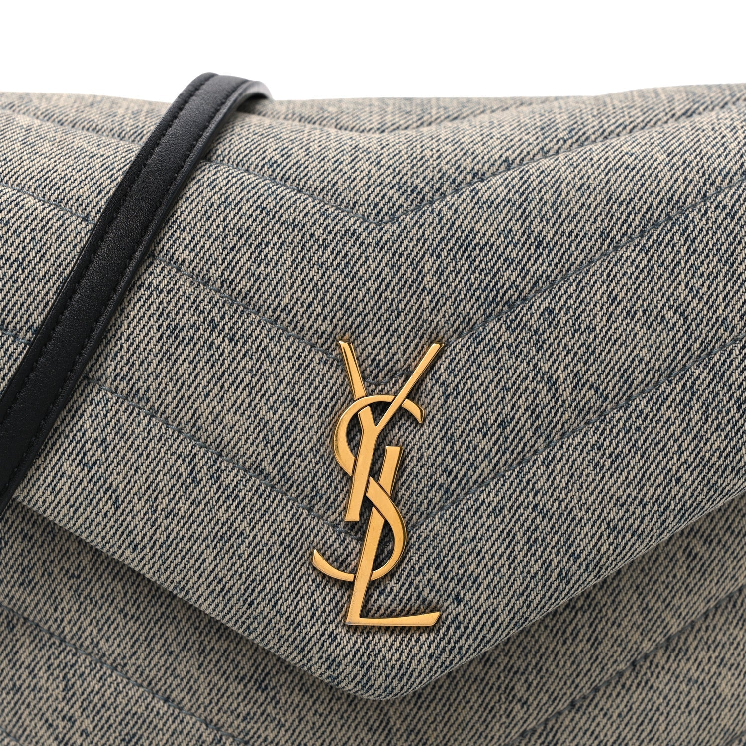 Denim Y Quilted Monogram Toy Loulou Crossbody Bag Grey