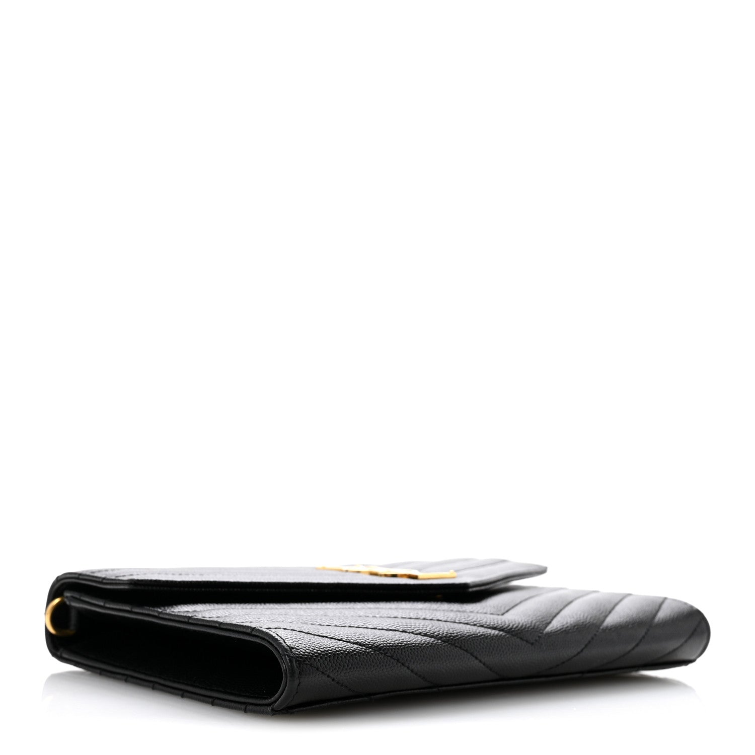 Grain De Poudre Matelasse Chevron Monogram Envelope Clutch Black