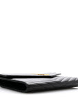 Grain De Poudre Matelasse Chevron Monogram Envelope Clutch Black