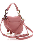 Goatskin Micro Saddle Bag With Strap Coral Powder