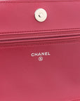 Lambskin Quilted Boy Wallet On Chain WOC Dark Fuchsia