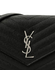 Grain De Poudre Matelasse Chevron Monogram Envelope Chain Wallet Black