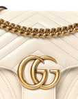 Calfskin Matelasse Small GG Marmont Shoulder Bag White