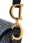 Oblique Embroidered Saddle Bag Denim Blue