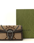 Monogram Jumbo GG Textured Dollar Calfskin Super Mini Dionysus Shoulder Bag Camel Ebony New Acero