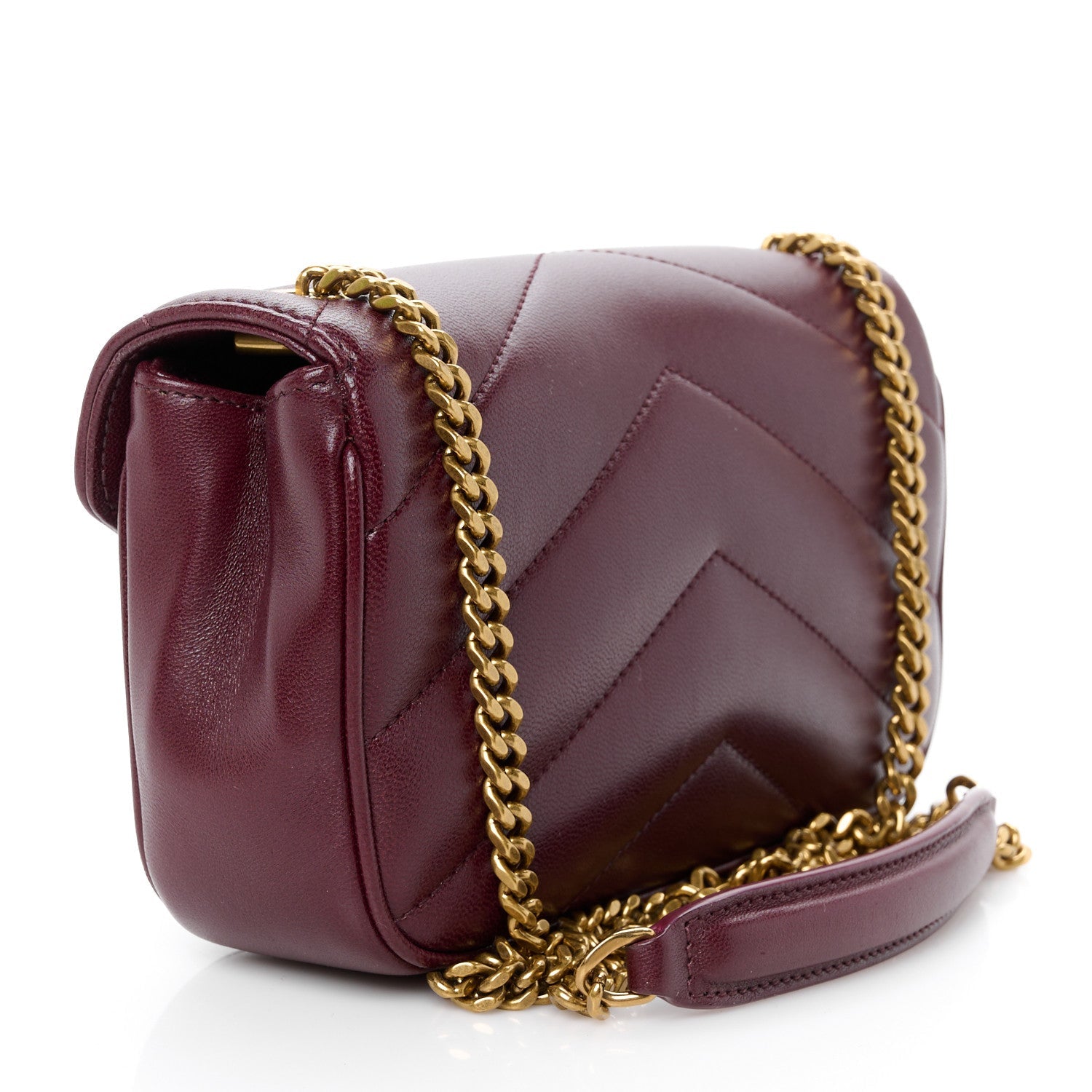 Lambskin Chevron Quilted Mini Loulou Rouge Cabernet
