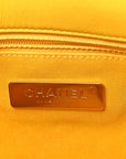 Shiny Goatskin Quilted Medium CHNL 19 Flap Yellow