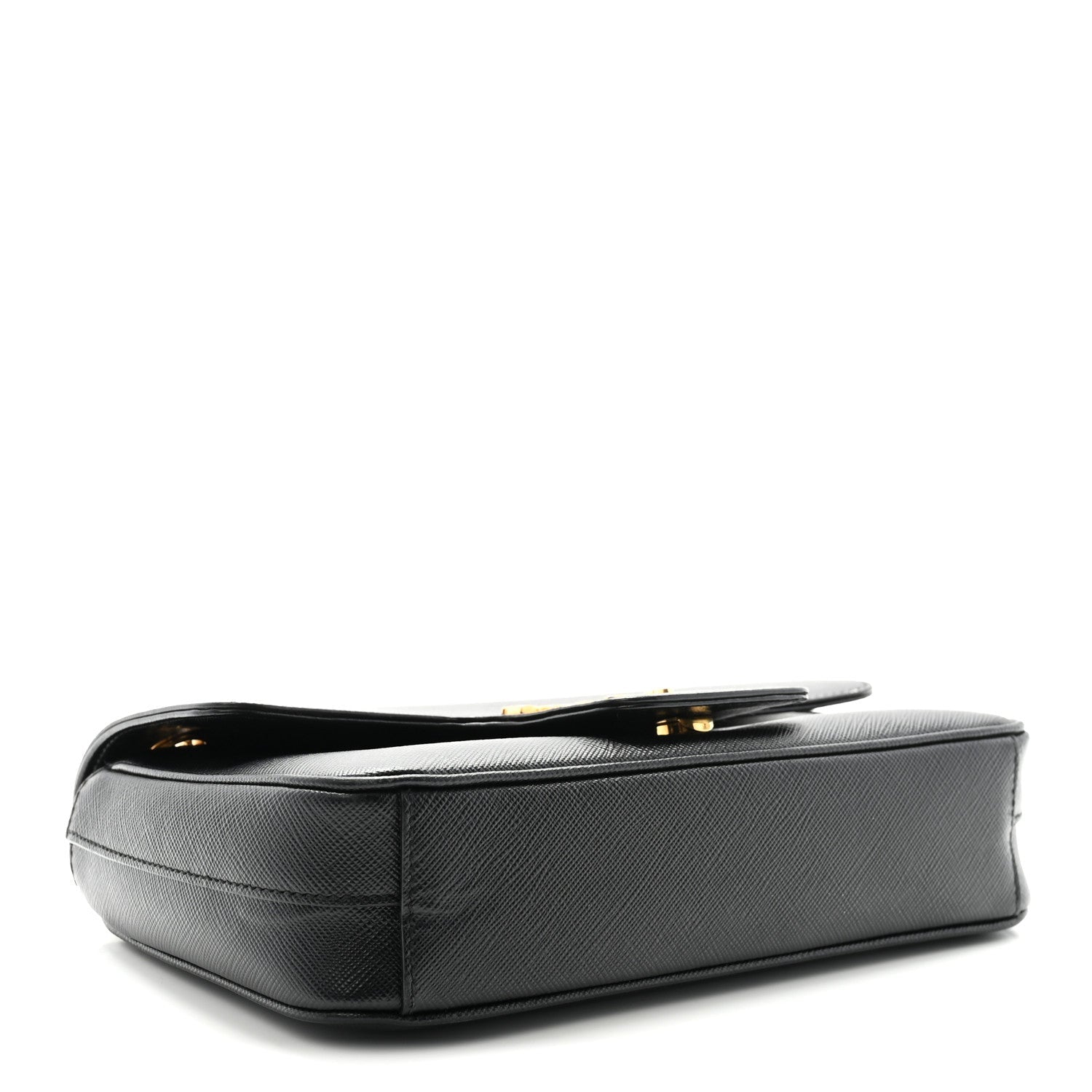 Saffiano Flap Shoulder Bag Black