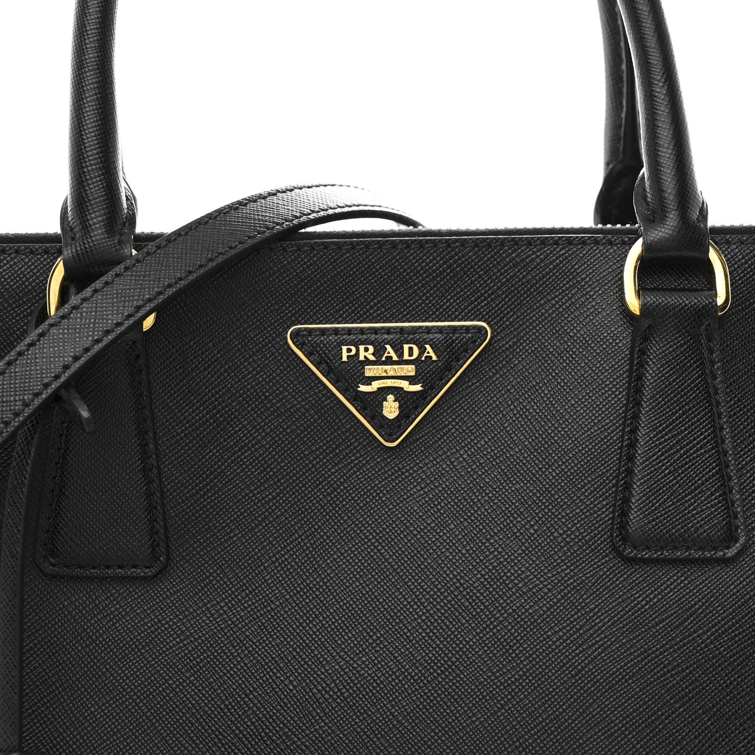 Saffiano Lux Medium Galleria Double Zip Black Black