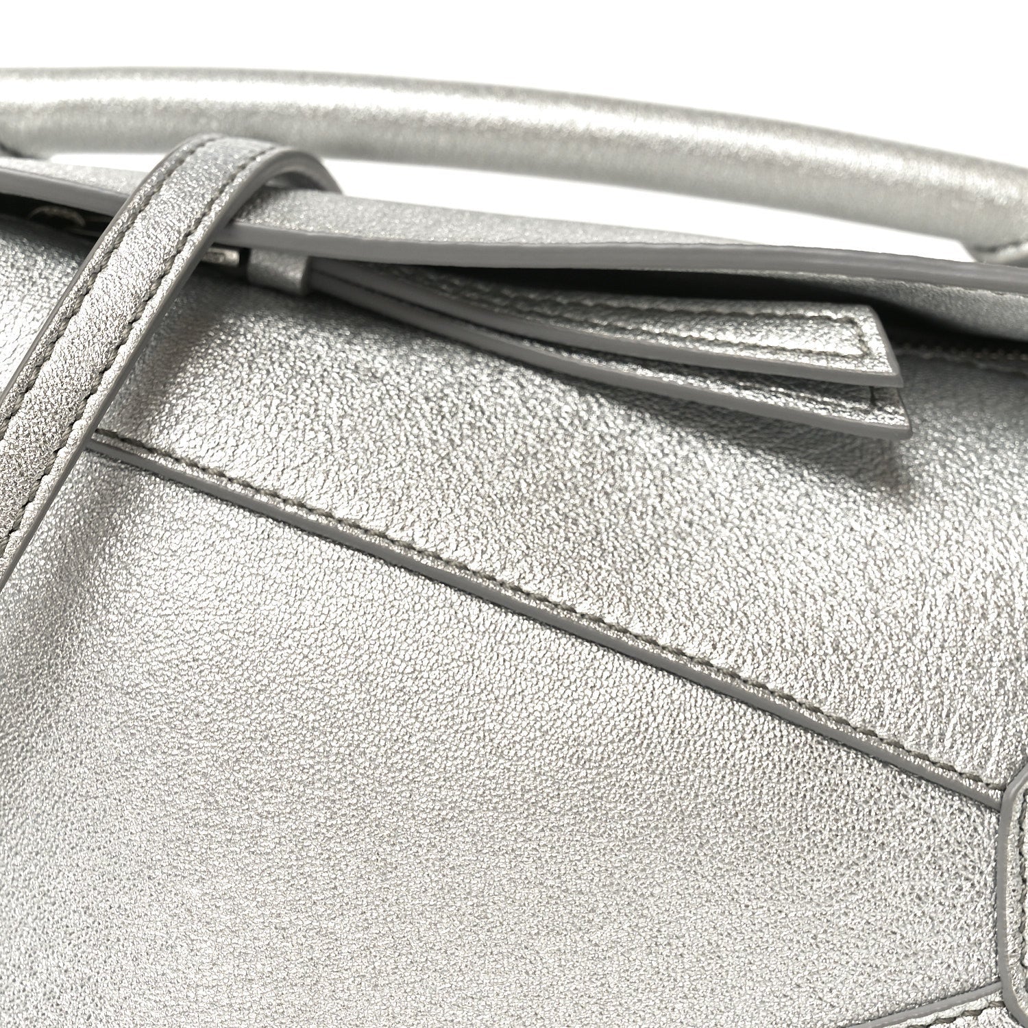 Laminated Lambskin Mini Puzzle Edge Bag Silver