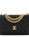 Lambskin Quilted Sweet Camellia Wallet On Chain WOC Black