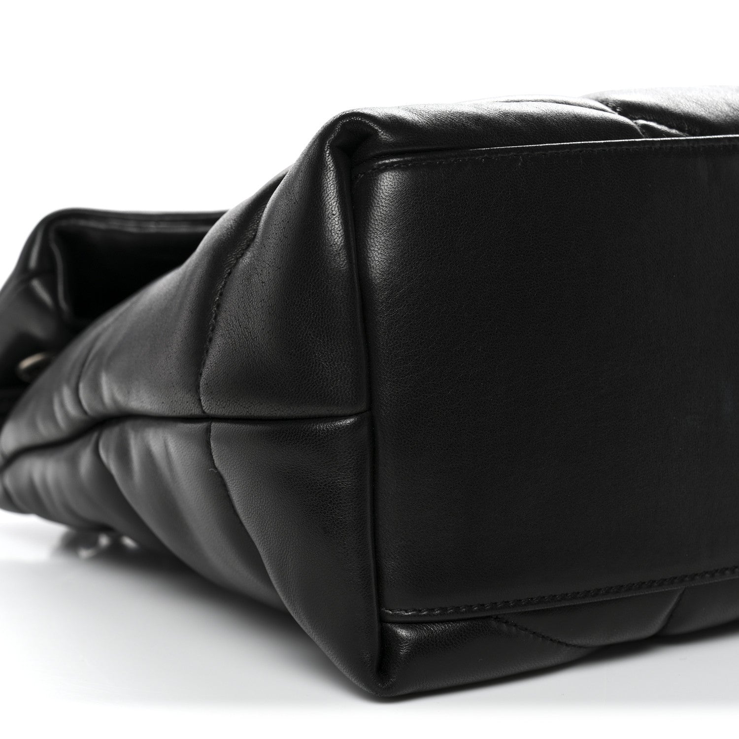 Lambskin Quilted Medium Loulou Puffer Monogram Chain Satchel Black