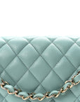 Caviar Quilted Medium Double Flap Light Blue