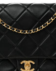 Lambskin Quilted Side Flap Black
