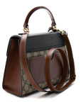 GG Supreme Monogram Calfskin Small Padlock Top Handle Bag Beige Black Cuir