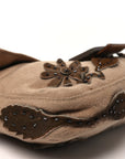 Wool Pony Hair Flower Applique Baguette Brown