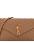 Grain De Poudre Matelasse Chevron Monogram Envelope Chain Wallet Cork