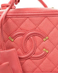 Caviar Quilted Small CC Filigree Vanity Case Pink