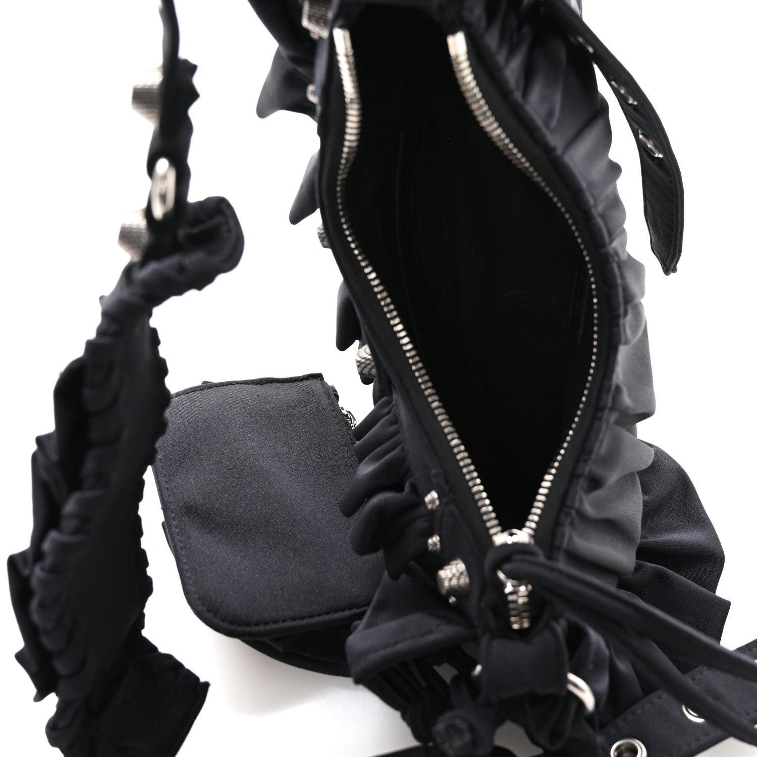 Ruffled Jersey Le Cagole Shoulder Bag XS Black