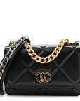 Lambskin Quilted CHNL 19 Wallet On Chain WOC Black