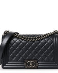 Metallic Caviar Quilted Medium Boy Flap Navy