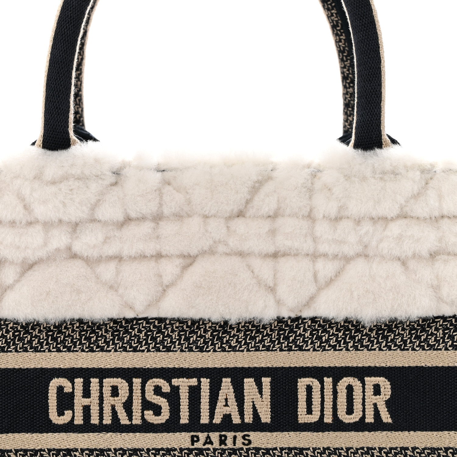 Shearling Cannage Small Book Tote Ecru Blue