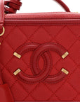 Caviar Quilted Small CC Filigree Vanity Case Red