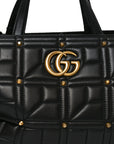 Calfskin Matelasse Studded Medium GG Marmont Tote Black
