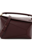 Calfskin Small Puzzle Edge Bag Burgundy