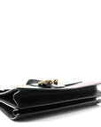 Calfskin Bamboo Web Large Dionysus Top Handle Bag Black Bright Evergreen Hibiscus Red