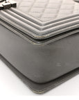 Metallic Lambskin Stingray Quilted Medium Boy Flap Silver