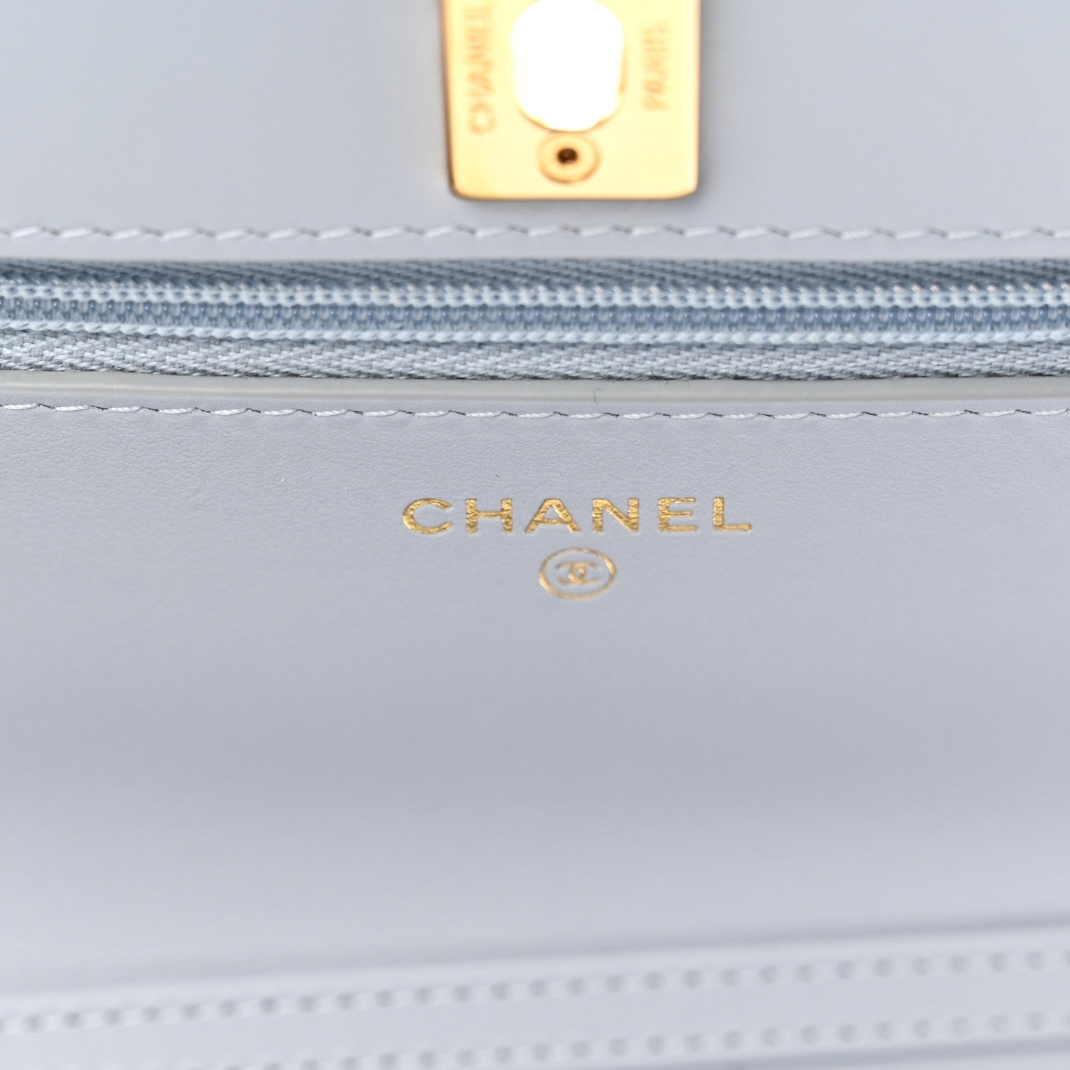Lambskin Quilted Hearts CC Wallet On Chain WOC Light Blue