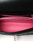 Goatskin Quilted Rainbow Extra Mini Coco Handle Flap Black