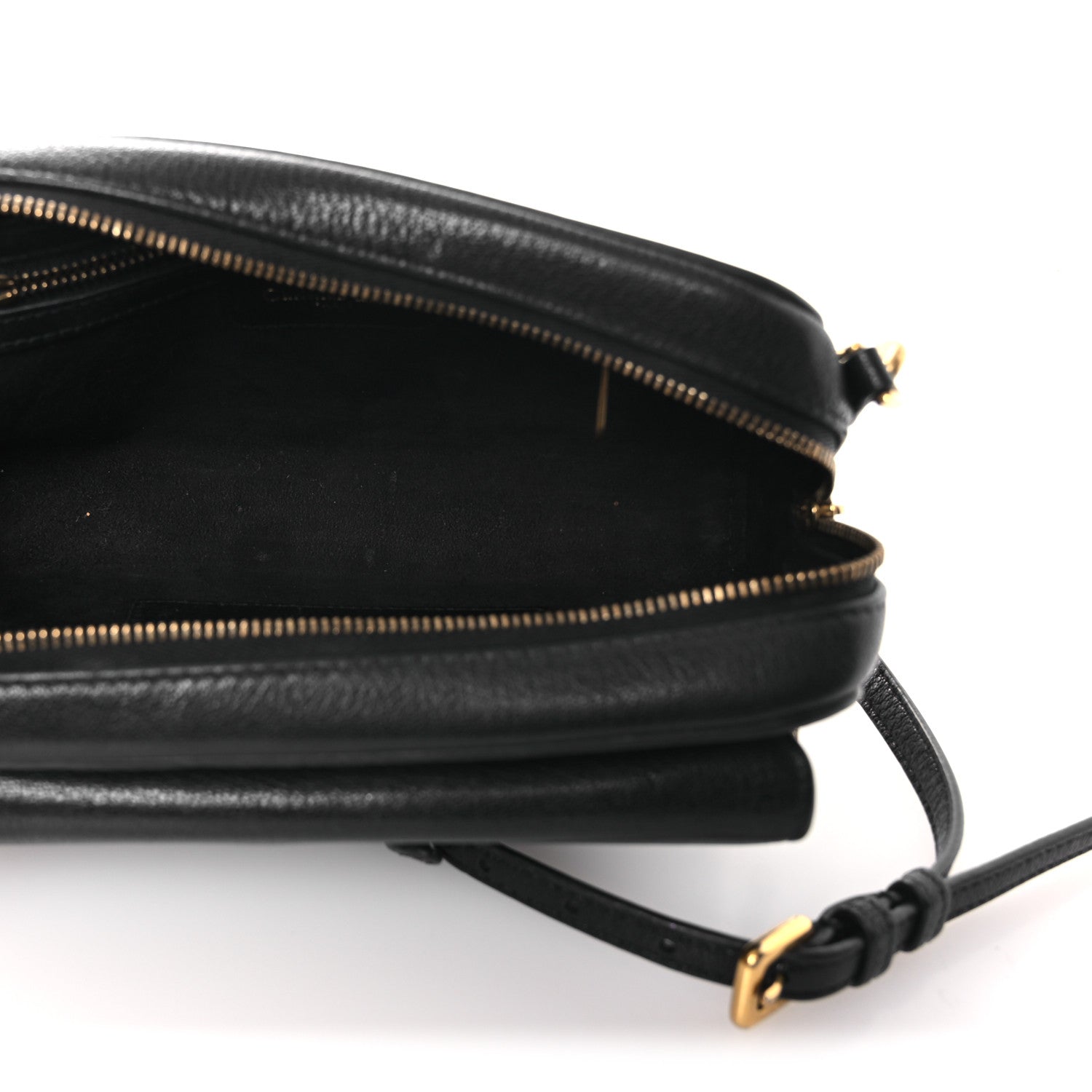 Goatskin Double Saddle Pouch Black