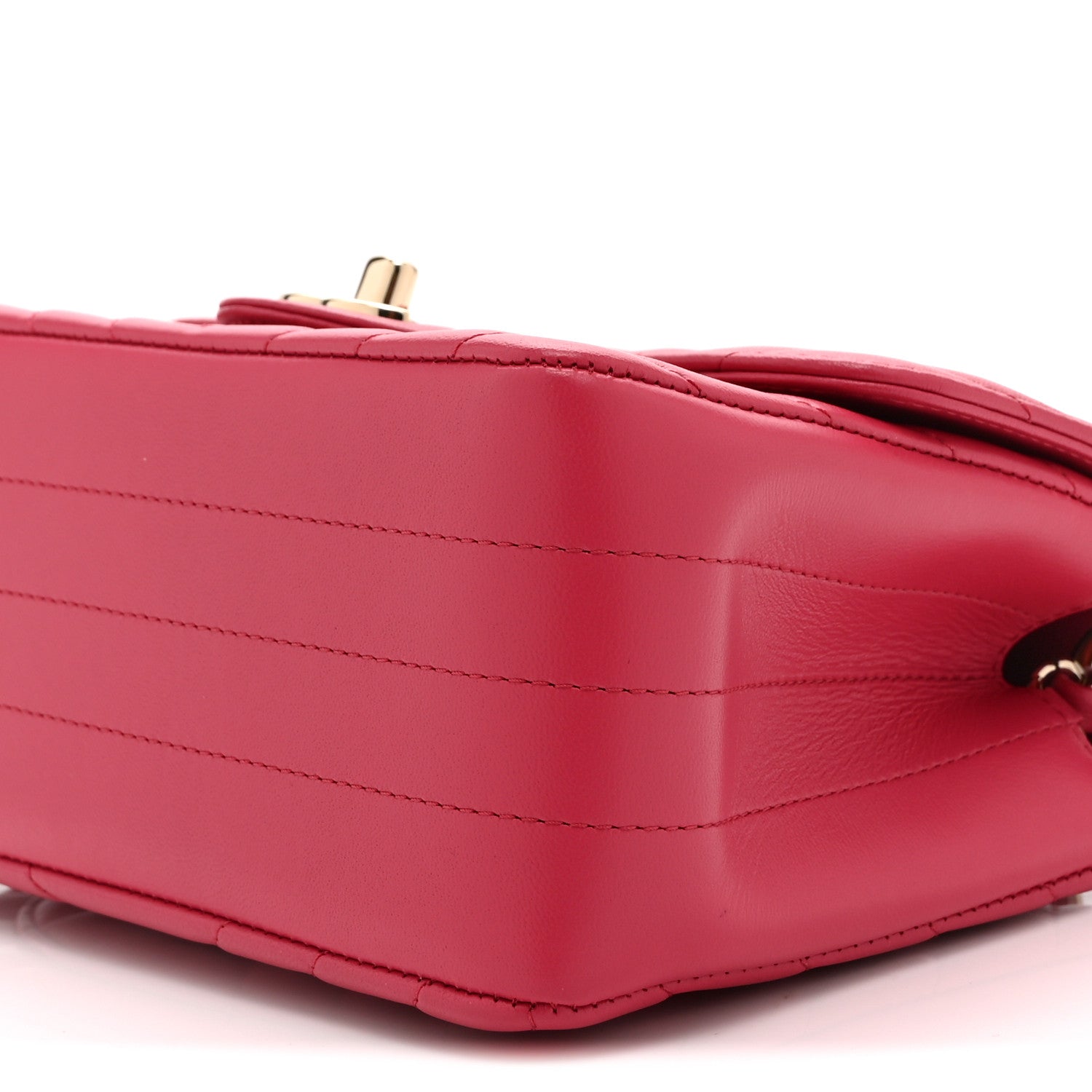 Lambskin Chevron Quilted Mini Square Flap Fuchsia