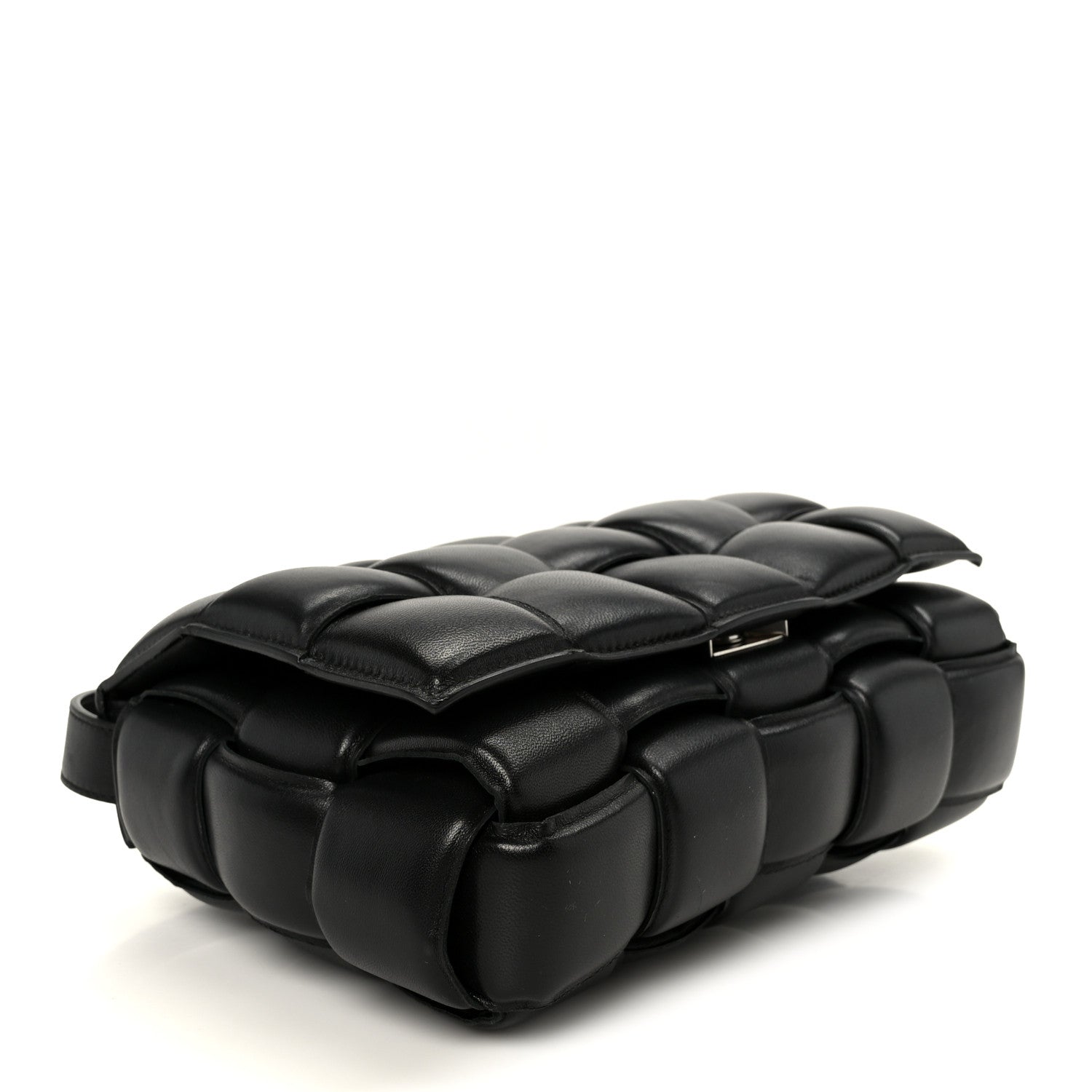 Nappa Maxi Intreccio Padded Cassette Crossbody Bag Black