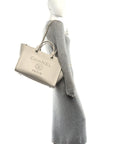 Caviar Medium Studded Deauville Tote Ivory