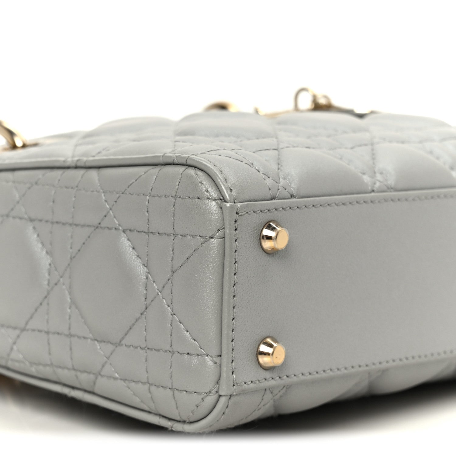 Lambskin Cannage Mini Lady D1OR Gray Opaline
