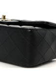 Lambskin Quilted Mini Rectangular Flap Black