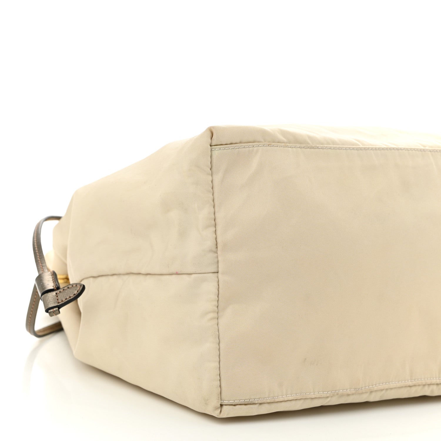 Tessuto Nylon Saffiano Shopping Tote White