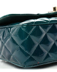 Shaded Patent Calfskin Quilted Mini Rectangular Flap Green Blue